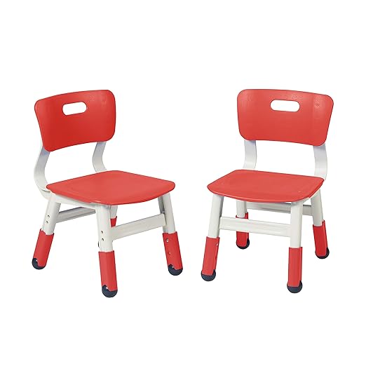 ECR4Kids Classroom Adjustable Chair, Flexible Seating, Red, 2-Pack