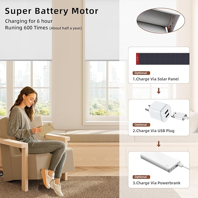 Motorized Roller Shade: 100% Blackout, Electric Blinds Compatible