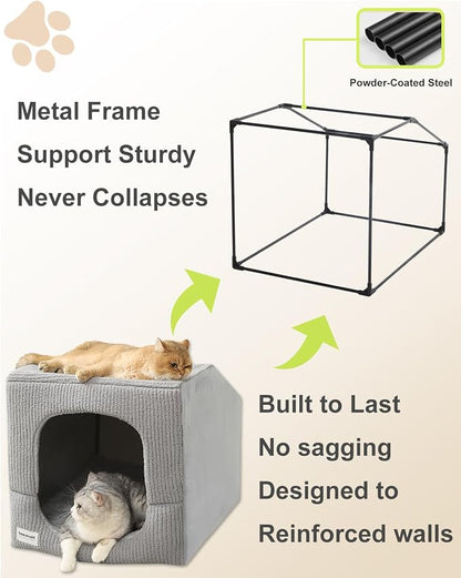 Hovicaed Indoor Dog House Small Sized Dog Tent with Dog Cave Bed 26x20ines | Covered Dog Bed With Washable Removable Cover-Pet Orthopedic Egg-Crate Foam Cushion Sturdy Frame For Inside Dog House