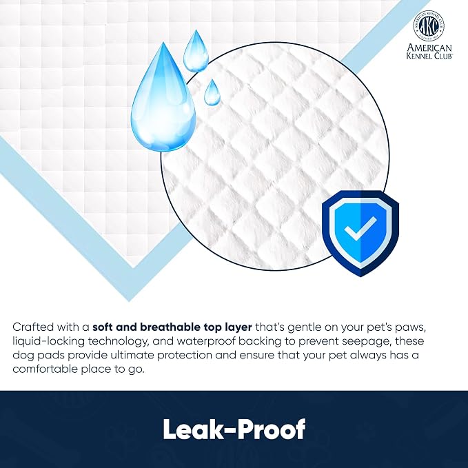 American Kennel Club Scented Puppy Pads –Large Size – 30x26 Ultra Absorbent 6-Layer Pee Pads with Odor Control & Quick-Dry Gel – Fresh Scent – 50 Count (Fresh Scented, 26x30)