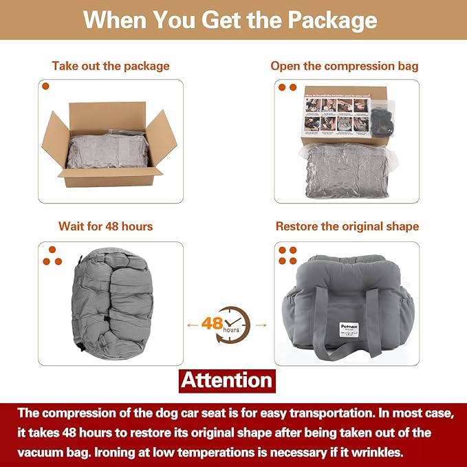 Dog Car Seat for Small Dogs, Portable Puppy Car Seat of Easy Installation, Fashionable Pet Carrier Bag with Large Pockets, Machine Washable Dog Booster Seat (Navy)