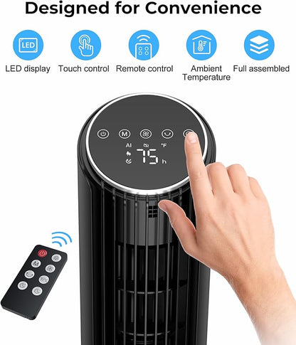 Abolee Tower Fan for Bedroom, 23ft/s Desk Fan