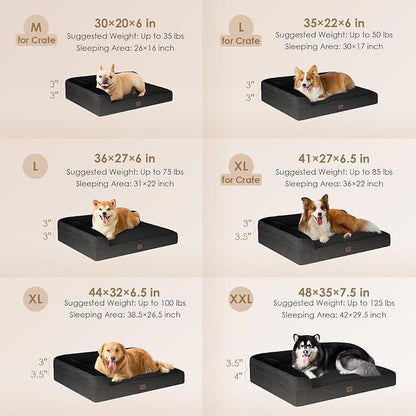 EHEYCIGA Extra Large Dog Bed Othorpedic, Memory Foam XL Dog Bed with Washable Removable Cover, Waterproof Pet Sofa Couch XLarge Size Dogs with Nonskid Bottom, 44x32x6.5, Black | Washable Removable Cover, Waterproof Flat Pet Sofa Couch with Nonskid Bott...
