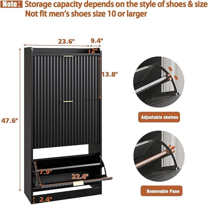 CHUWELL Fluted Shoe Cabinet Storage