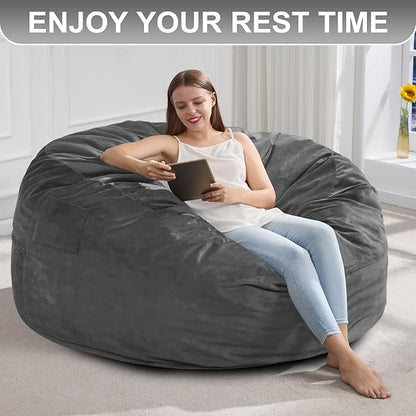Hobestluk 4FT Bean Bag Chair Giant Bean Bag Chairs for Adults Large Bean Chairs with Removable Cover, Beanbag Chair with Filler, Adult Bean Bag Chairs for Living Room, Bedroom