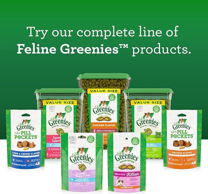 Greenies Feline Adult Natural Dental Care Cat Treats, Tempting Tuna Flavor, 4.6 oz. Pouch (Pack of 2)