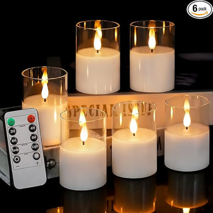 6Pack Glass Flickering Flameless Candles