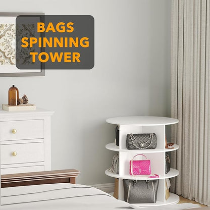 SpaceAid 3 Tier Rotating Shoe Rack Tower, Spinning Shoe Display Lazy Susan