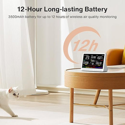 Upgrade Extended 12-Hour Battery Life 16 in 1 Air Quality Monitor Indoor