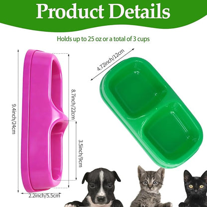 15 Pcs Plastic Cat Dog Food Water Bowl Set Double Pet Dog Food Bowl for Small Medium Size Puppies Cats Kennel Cattery, 5 Assorted Colors