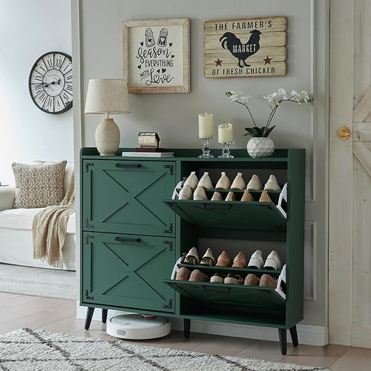 Shoe Storage Cabinet, Farmhouse Shoe Organizer