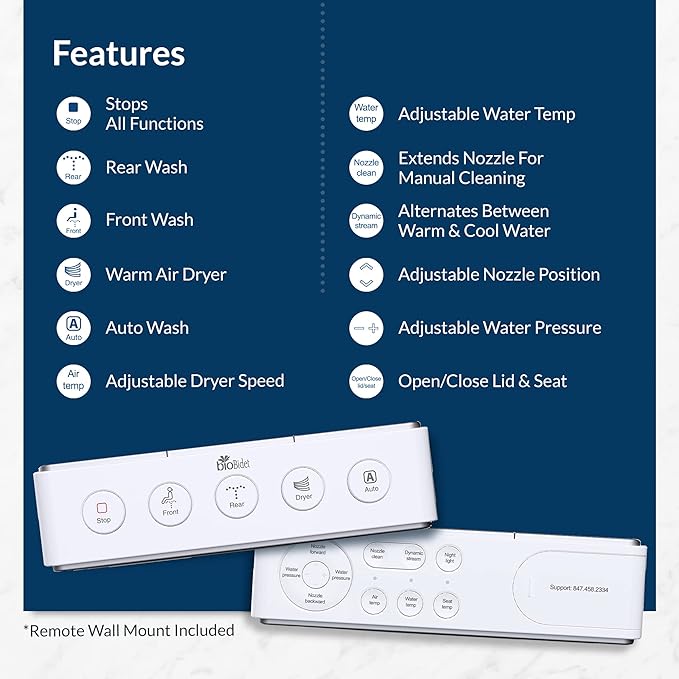 Bio Bidet DLS Premium Heated Bidet Seat, Warm Water & Air Dryer, Auto Open and