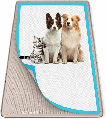 Pee Pad Holder for Dogs 57''x40'' Silicone Puppy Pee Pad Tray, Khaki | Extra Large Dog Potty Tray Leak-Proof, High Edge, No Spill Training Pads for Floor Protection, No Pee Pads
