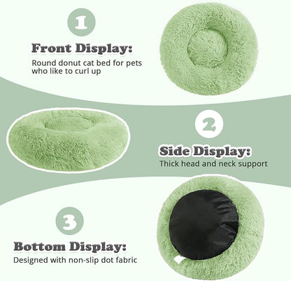JOLLYVOGUE Dog & Cat Bed, Calming Anti-Anxiety Pet Bed for Small Dogs, Fluffy Donut Cushion for Small and Medium Pets (20")