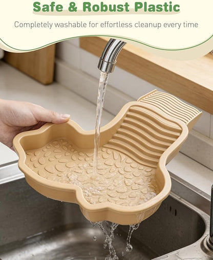 Pawfly Reptile Bathing Pool with Removable Ramp, Reptile Food Dish Feeding Dish, Tortoise Water Dish Water Bowl with Steps, Turtle Bathing Pool Bath Tub Soaking Dish for Gecko Snake Lizard Frog