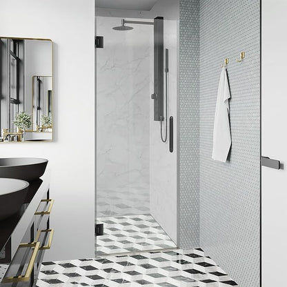 Bathroom Frameless Shower Door 30" W*72" H, 5/16" Clear Tempered Glass Hinged
