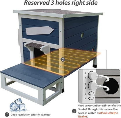 Rockever Outdoor Cat House, Large Outdoor Houses for Feral Cats Wooden Outside Cat Shelter Weatherproof with Escape Door