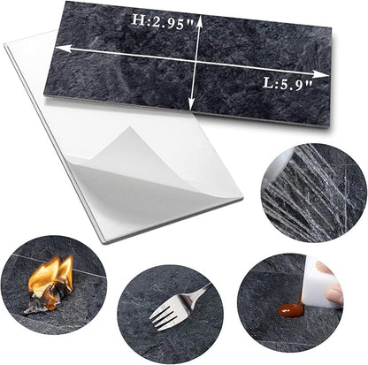 AULIGET 200 Pieces Black Slate Peel and Stick Backsplash Wall Tiles, Laundry