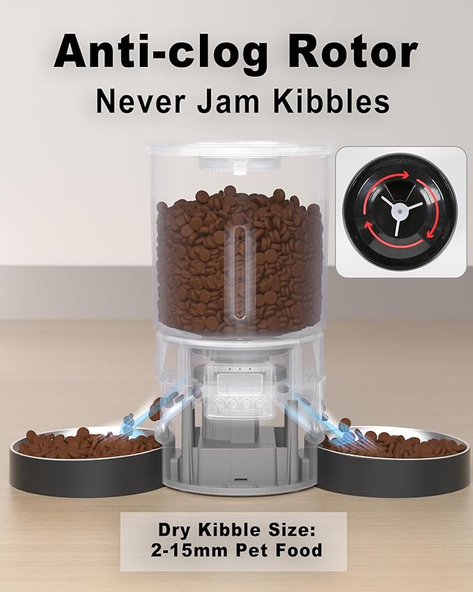 Automatic Cat Feeder for 2 Cats, 4.2L Dual Food Dispenser, Portion Control