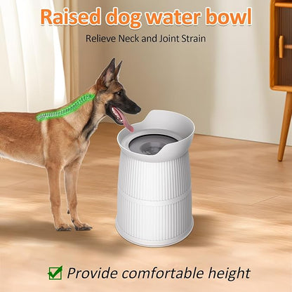 15.4in High Elevated Dog Water Bowls,4.4L No Spill Stainless Steel Bowl | Adjustable Raised Stand,Non-tip,Non-Slip, Water Dispenser for Large Medium Pets