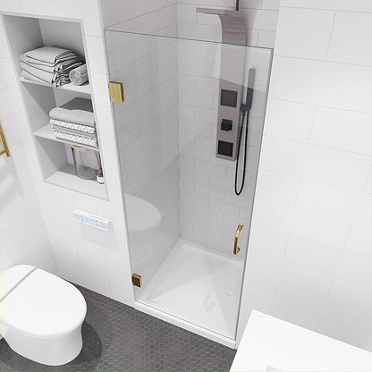 ANZZI 70" x 24" Frameless Shower Door in Brushed Gold, Water Repellent Glass
