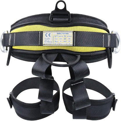 X XBEN Thicken Climbing Harness, Protect Waist Safety Harness Gear, Wider Half Body Harness for Roofing Fire Rescuing Rock Climbing Rappelling Tree Climb