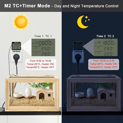 KETOTEK Digital Day/Night Temperature Controller 120V, Thermostat Outlet Plug