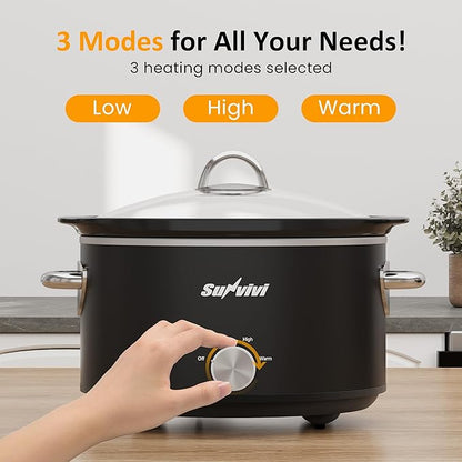 Sunvivi Small Slow Cooker 4QT, Mini Food Warmer