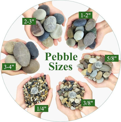 YISZM 40lbs Natural River Rocks, 1-2" Premium Pebbles for Garden and Landscape Design, Hand-Picked Smooth Stones for Fish Tank, Flower Pots, Indoor Water Fountains, Pathways, Backyard