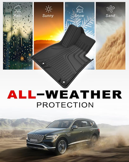 Floor Mats for Genesis GV80 2021-2025 5 Seats Only (Not for Coupe), All Weather TPE Floor Liners Cargo Mat GV80 Accessories Odorless Anti-Slip Cargo Liner Trunk Tray Protector