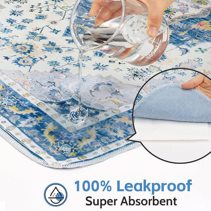 Washable Pee Pads for Dogs, 2 Pack Reusable Puppy Training Pads 40"x26" Super Absorbent Waterproof Dog Training Pads, Non-Slip Potty Pads, Whelping Pads Litter Mat Blue Medallion