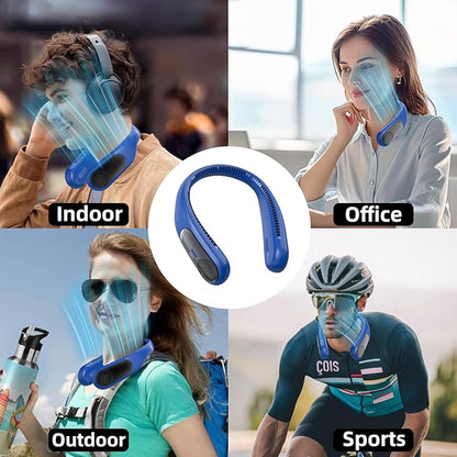 Portable Neck Fan, Personal Wearable Bladeless Fan, LED Display, 6000mAh USB
