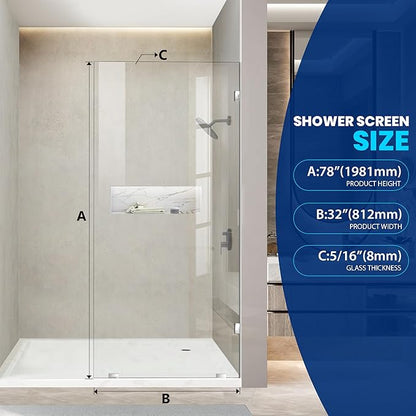Bathroom Shower Glass Door 32 * 78"