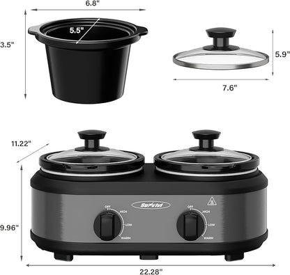 Sunvivi Dual Slow Cooker, Buffet Servers and Warmer