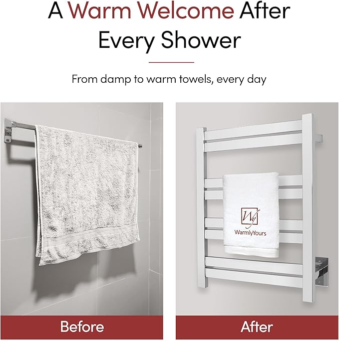 WarmlyYours Heated Towel Warmer Rack, Integrated On/Off Switch