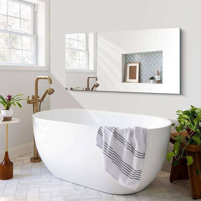 CILIBER Frameless Mirror, 24x48 Inch Large Bathroom Mirrors