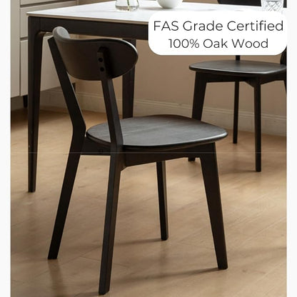 Hymus 100% Solid Oak Wood Dining Room Chairs - Practical Kitchen Chairs for Dining Room, Kitchen, Living Room (1, Black)