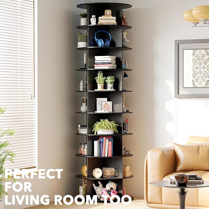 SpaceAid 9 Tier Rotating Shoe Rack Tower, Spinning Shoe Display Lazy Susan