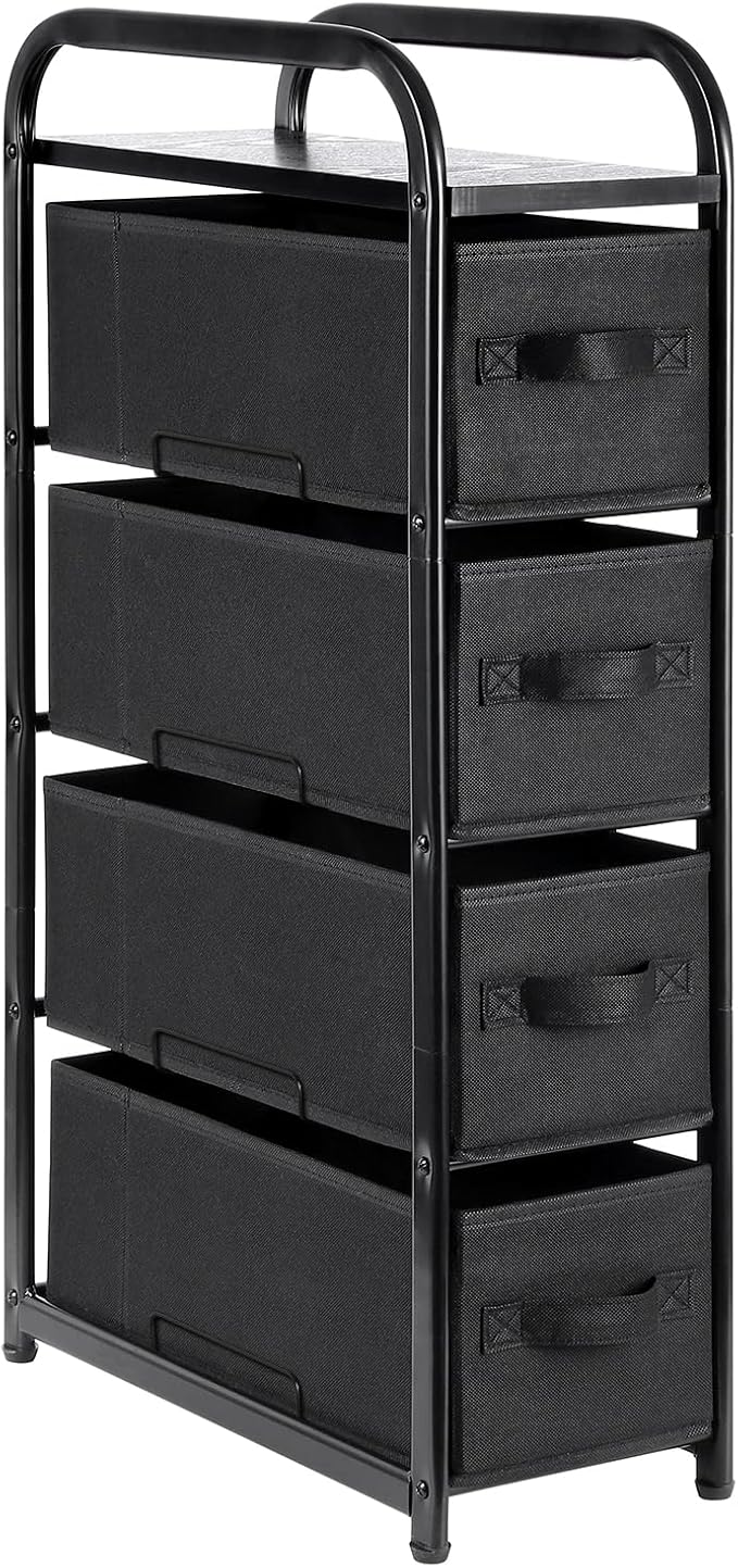 MAX Houser 4 Drawer Narrow Dresser Fabric Storage Tower Vertical Slim Storage