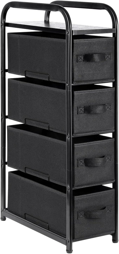 MAX Houser 4 Drawer Narrow Dresser Fabric Storage Tower Vertical Slim Storage