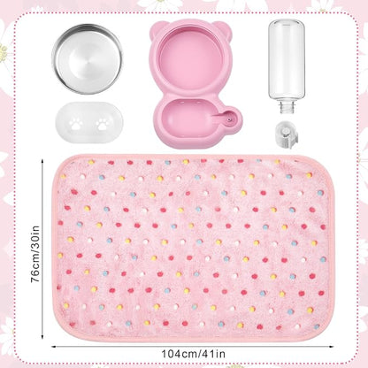 BreezeHug Cat Tent Bed with Bowl Water Dispenser Washable Cushion Blanket, Pink Princess Indoor Pet House Small Dog Bed Puppy Nest for Kitten Teacup Chihuahua Yorkie Maltese, 13.78 x 13.78 x 13.78 in