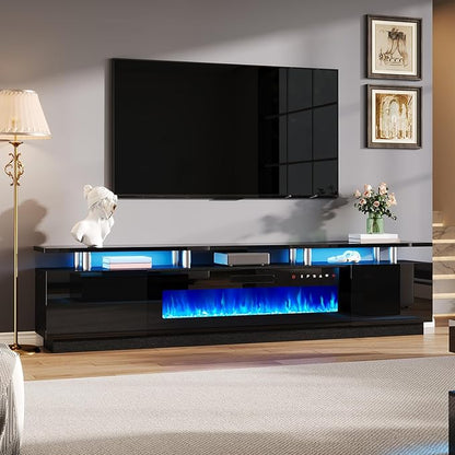 AMERLIFE 90" High Gloss 2 Tier TV Stand