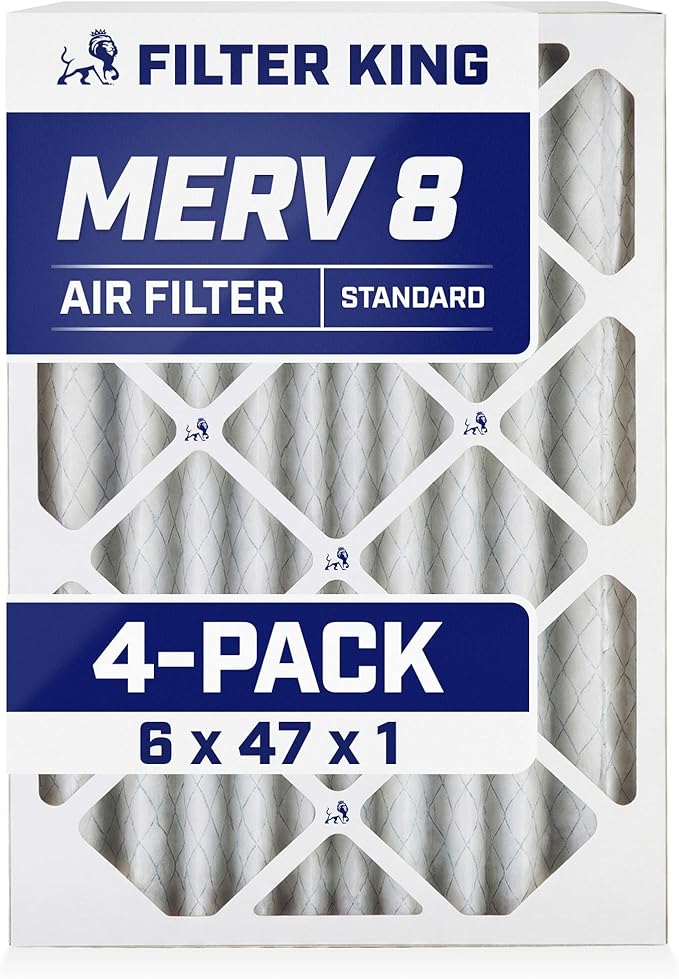 Filter King 6x47x1 Air Filter | 4-PACK | MERV 8 HVAC Pleated A/C Furnace