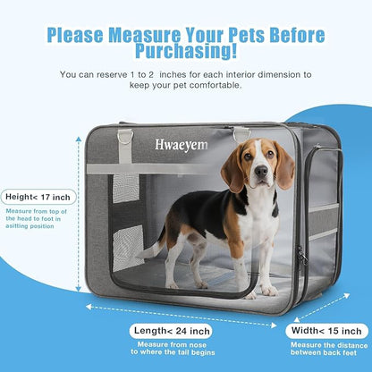 Extra Large Pet Cat Carrier with Wheels, Rolling Pet Carrier for 2 Cats or Medium Dog, 24" X 15" X 17" Portable Dog Cat Crate for Large Cat, Support up to 40 Lbs, Grey
