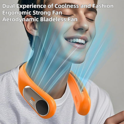 Portable Neck Fan, Personal Wearable Bladeless Fan, LED Display, 6000mAh USB