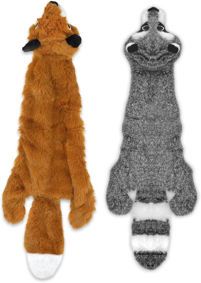 Best Pet Supplies Squeaky Dog Toys with Soft Durable Fabric for Small, Medium and Large Pets Interactive Toy for Indoor Play, Supports Active Biting and Play - Fox, Raccoon, Medium