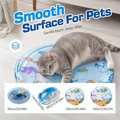 Cat Water Mat with Fish, 2026 New Interactive Cat Mat, Cat Mat for Indoor Activity, Portable Pet Water Play Mat for Cats and Dogs，C：Small,25"