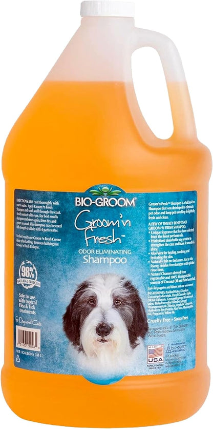 Bio-Groom Groom'n Fresh Dog Shampoo – Odor Eliminating, Dog Bathing Supplies, Puppy Wash, Cat & Dog Grooming Supplies, Cruelty-Free, Made in USA, Dog Products – 1 Gallon