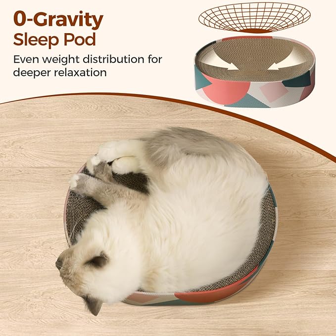 ComSaf Cat Scratcher Cardboard Bed Lounge Couch for Indoor Cats Oval Shape 17"x13", Kitty Cat Scratching Pad Recycle Corrugate Scratcher Long Lasting Furniture