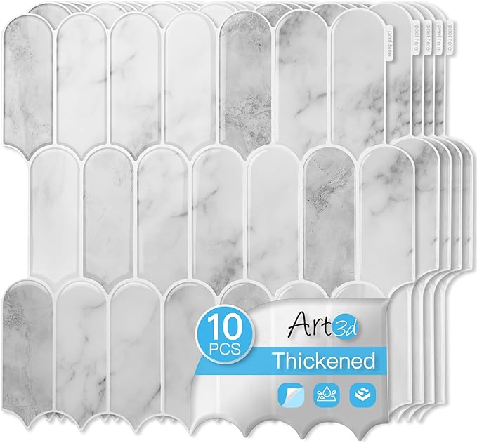 Art3d 12 x 12 Inch Heavy-Duty Peel and Stick Backsplash, Self-adhesive Wall